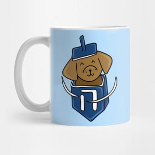 Hanukkah Dog in a Dark Blue Dreidel, made by EndlessEmporium Mug